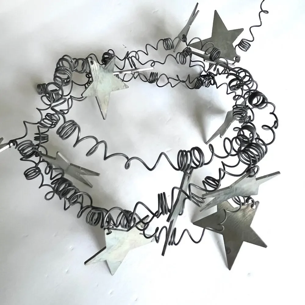 Handcrafted Garland Metal Stars on Coiled Wire 2-43